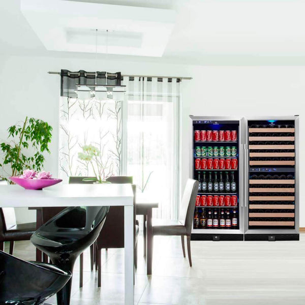 Kingsbottle 56" Upright Wine And Beverage Fridge Center Cabinet Freest ...