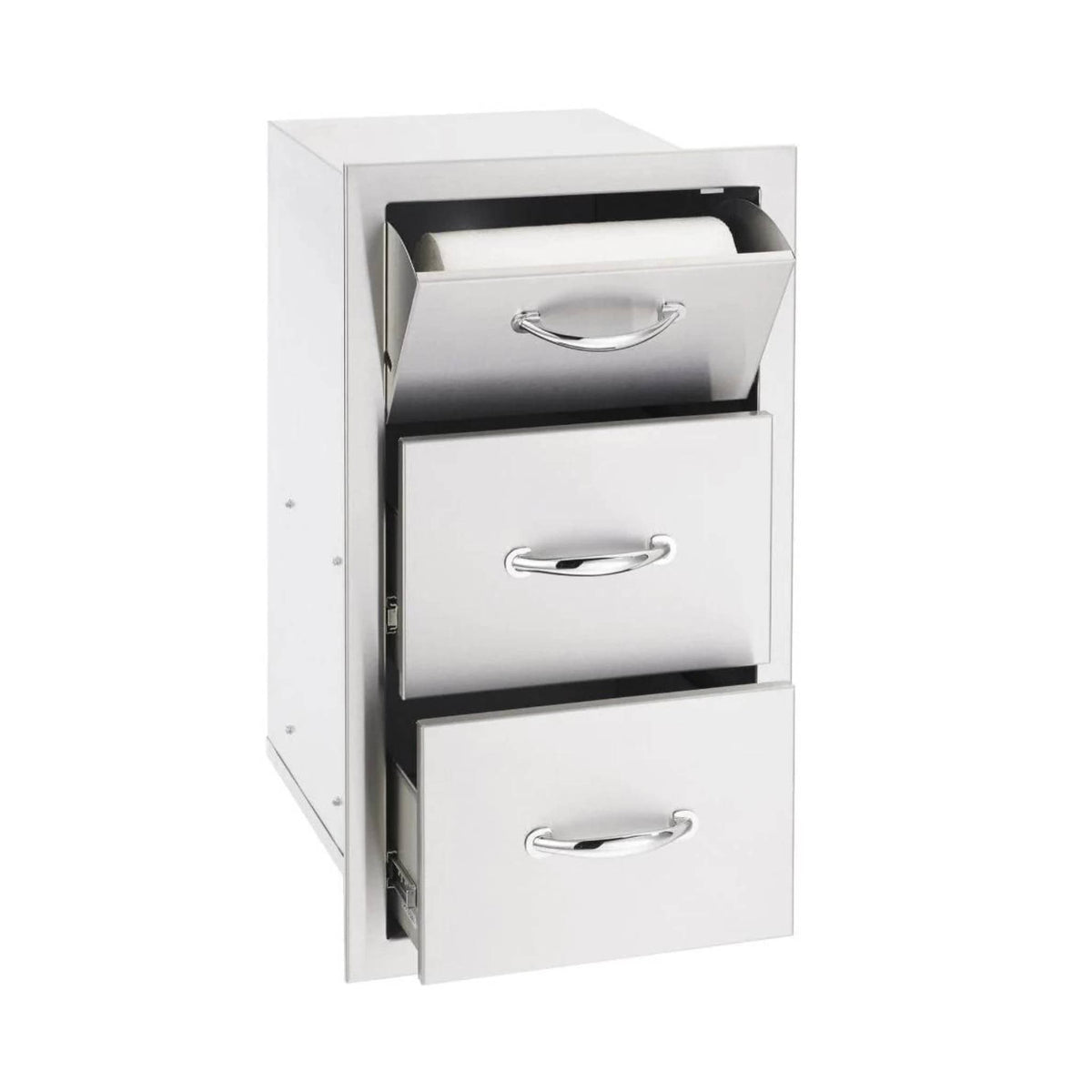 Summerset 17&quot; Vertical 2-Drawer &amp; Paper Towel Holder Combo Masonry - Culinary Hardware