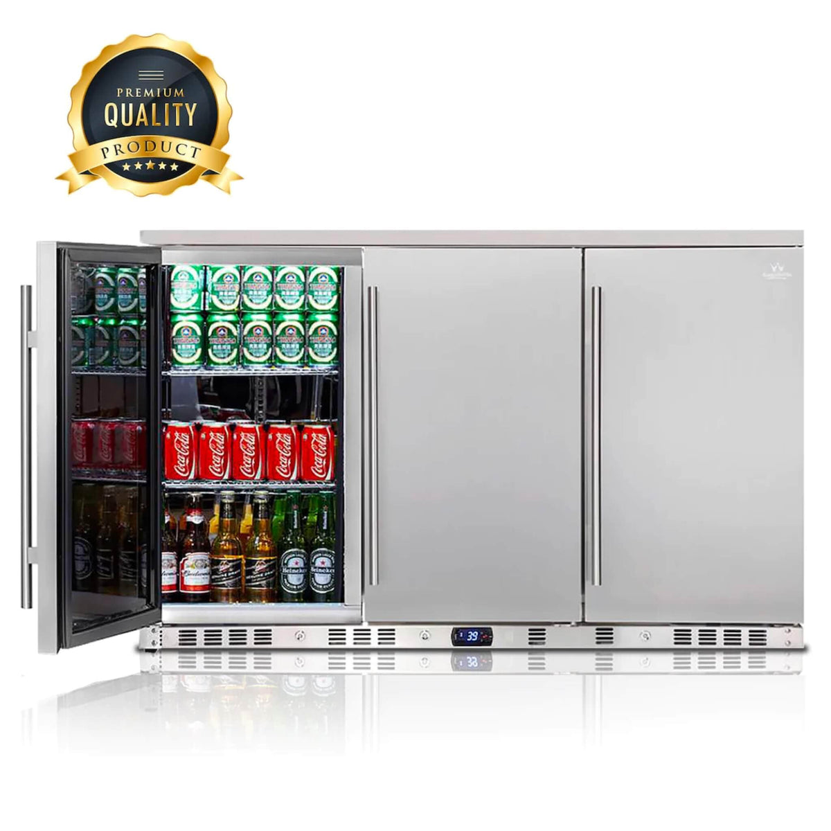 Kingsbottle 53&quot; Solid 3-Door Outdoor Beverage Drinks Cooler