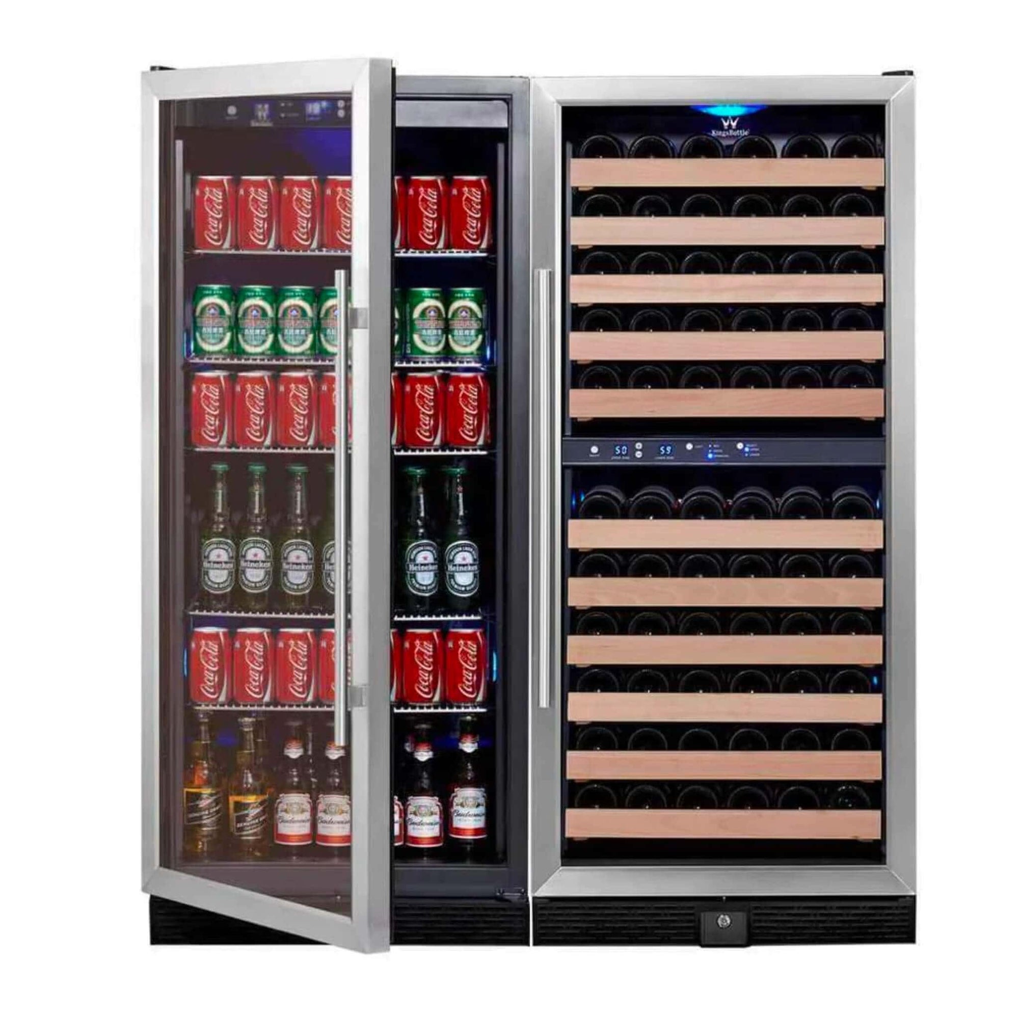 Kingsbottle 56" Upright Wine And Beverage Fridge Center Cabinet Freest ...