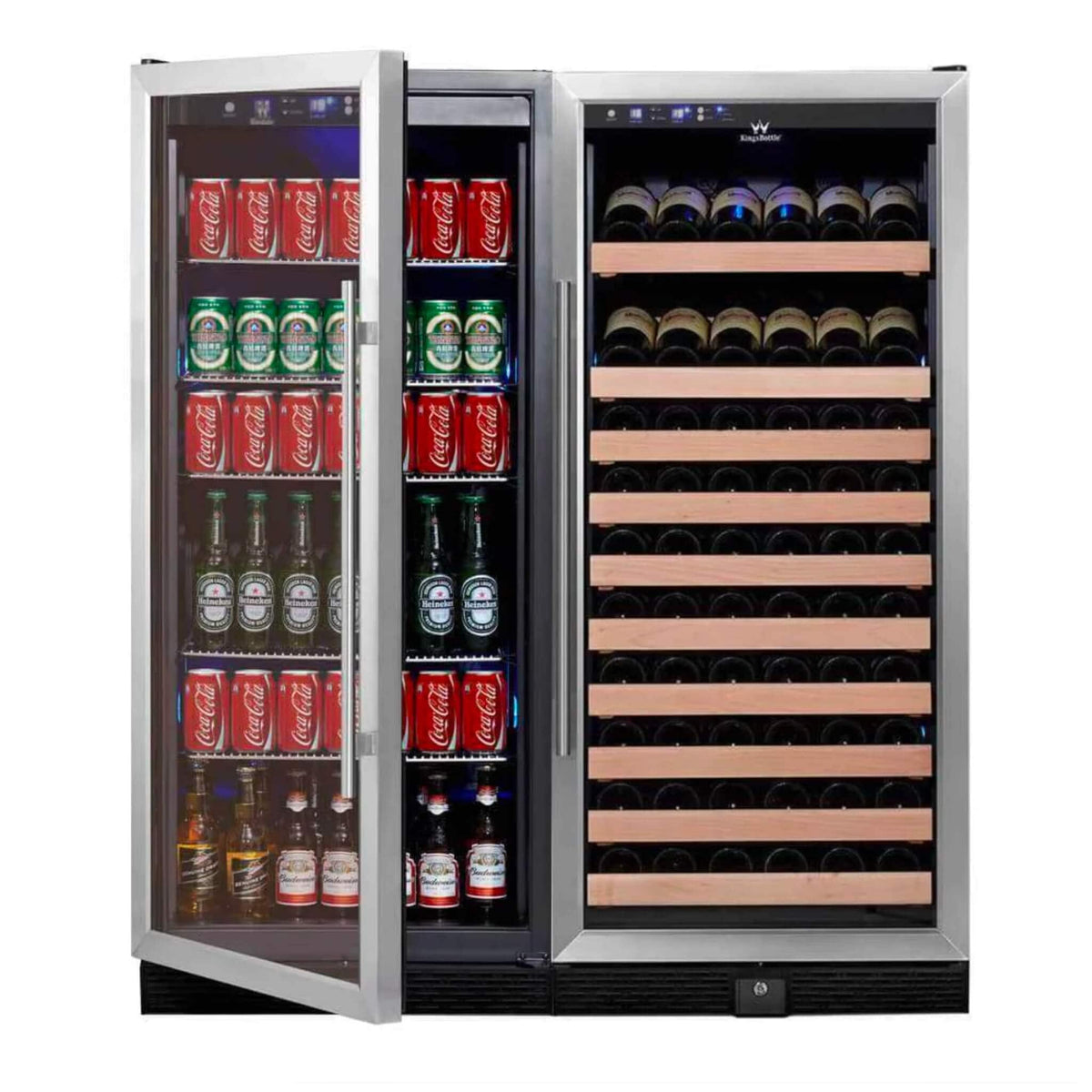 Kingsbottle 56&quot; Upright Wine And Beverage Refrigerator Combo With Glass Door