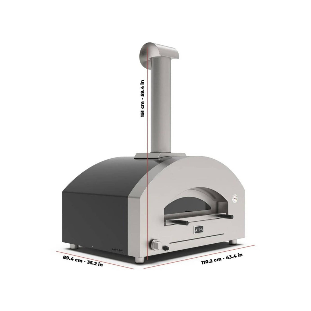 Alfa Futuro 4 Pizze Gas-Fired Pizza Oven in Silver Black - FXFT-4P-MSB-U - Culinary Hardware