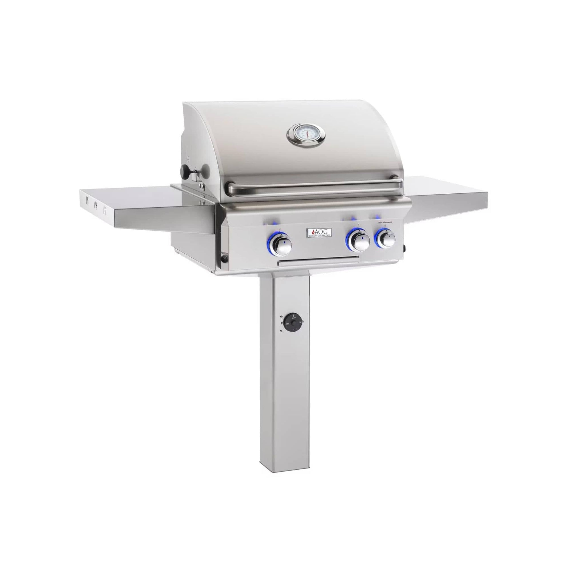 AOG L-Series 24" 2-Burner Freestanding In Ground Post Natural Gas Grill On With Rotisserie - Culinary Hardware