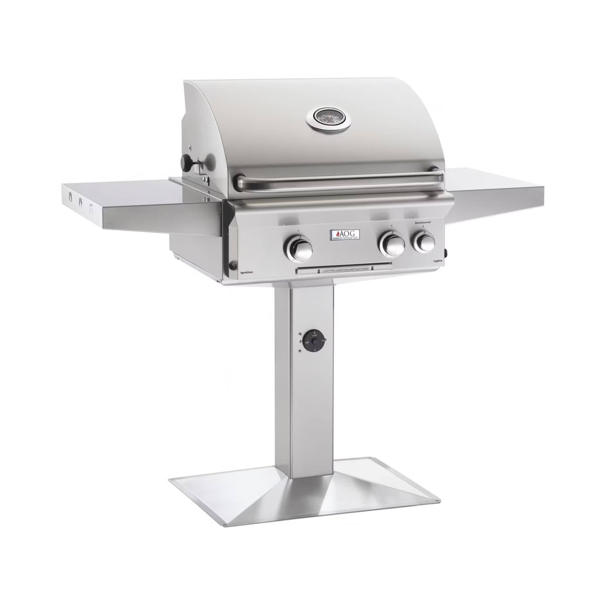 AOG L-Series 24" 2-Burner Freestanding On Pedestal Natural Gas Grill On With Rotisserie - Culinary Hardware