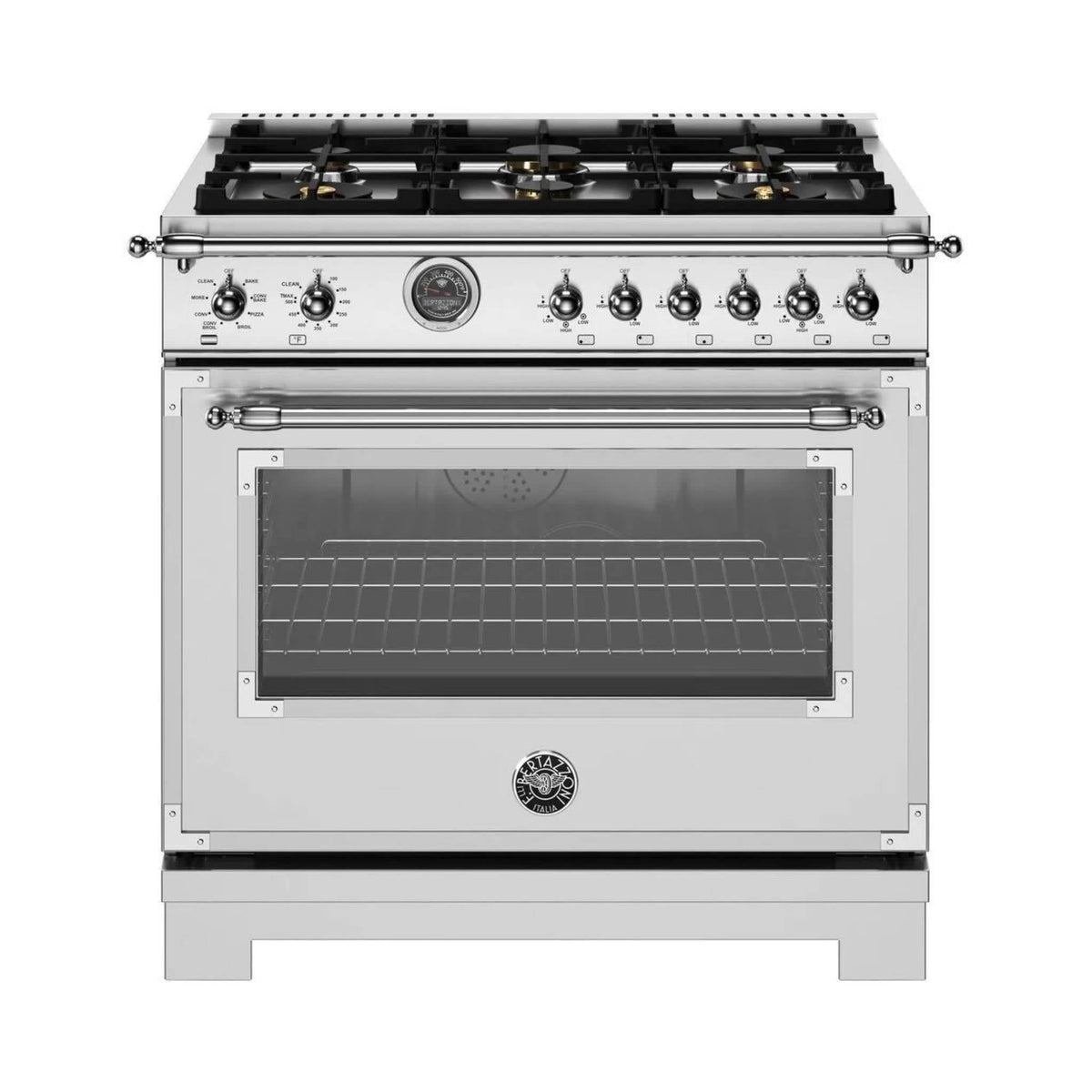 Bertazzoni 36&quot; Heritage Series Freestanding Dual Fuel Range with 6 Sealed Burners - Culinary Hardware
