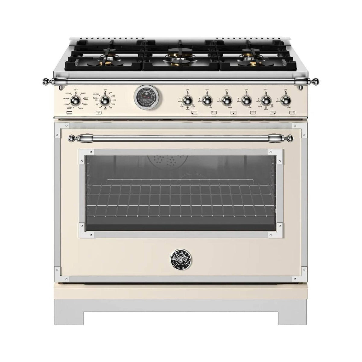 Bertazzoni 36&quot; Heritage Series Freestanding Dual Fuel Range with 6 Sealed Burners - Culinary Hardware