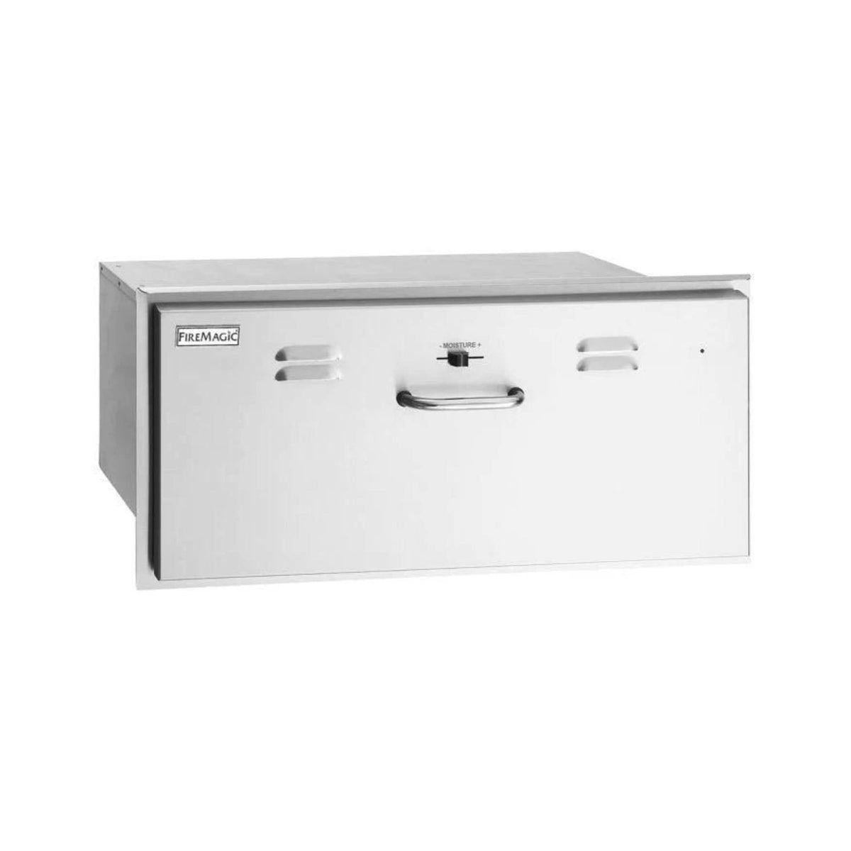 Fire Magic Flush Mounted Outdoor Warming Drawer with Moisture Regulation and Concealed Control