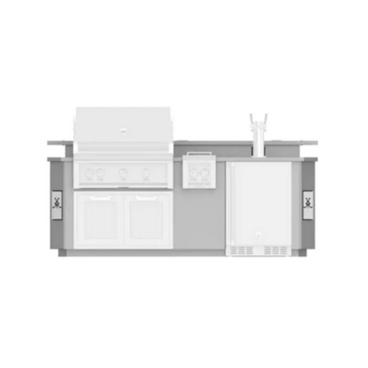 Hestan 8&#39; Outdoor Living Suite with Side Burner, Beer Dispenser and Bar
