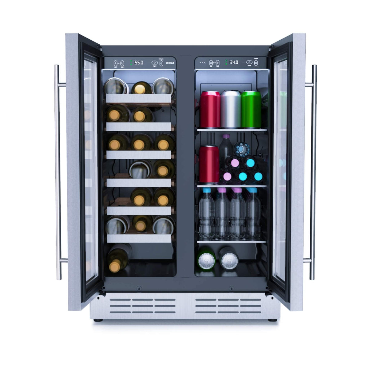 Elica 24&quot; Beverage &amp; Wine Center French Door Dual Zone  - Stainless Steel