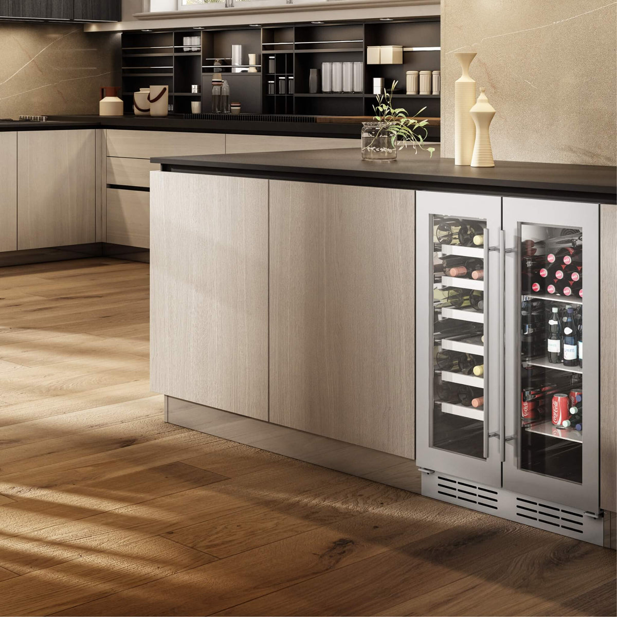 Elica 24&quot; Beverage &amp; Wine Center French Door Dual Zone  - Stainless Steel
